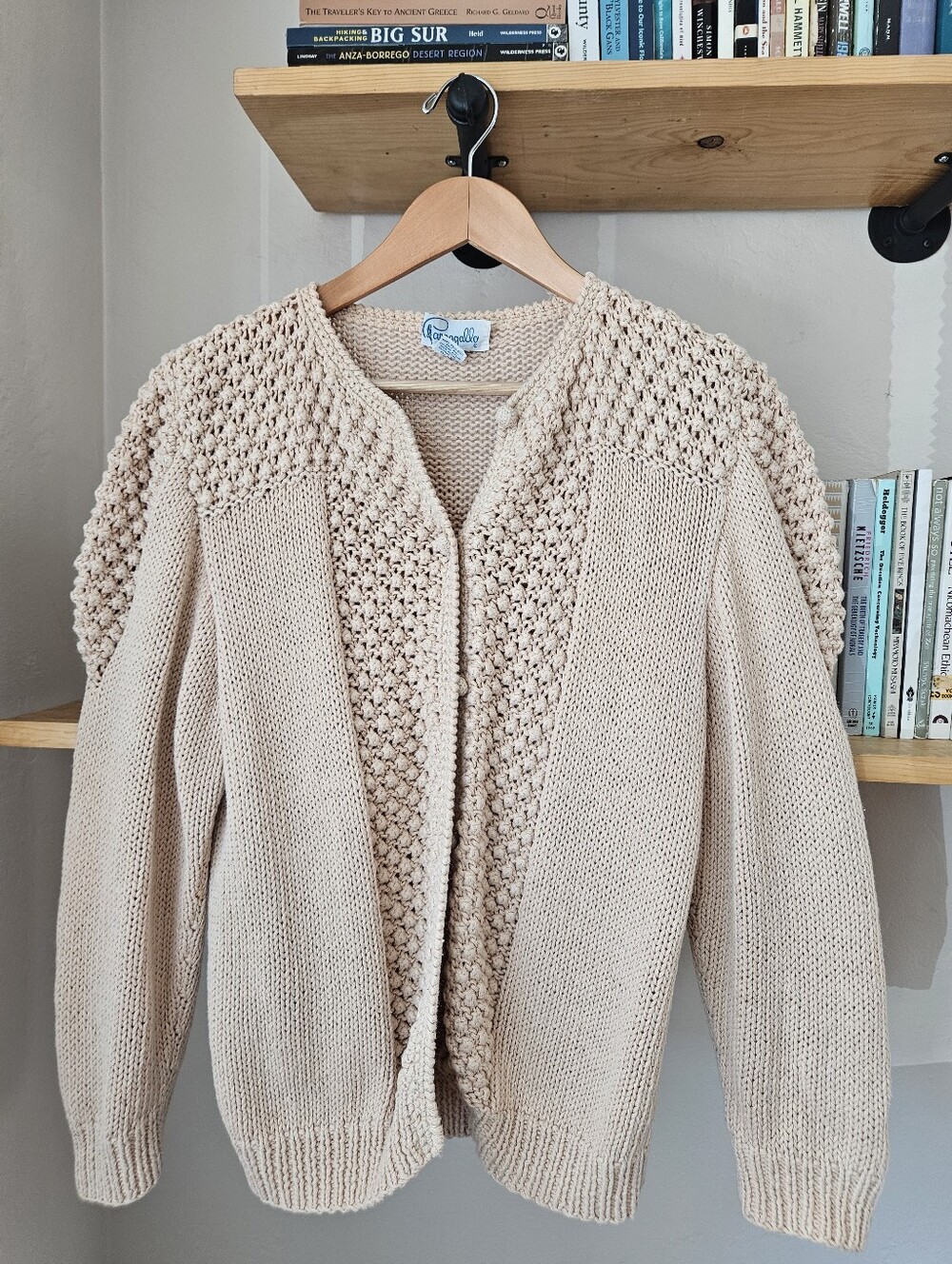 Vintage Hand-Knit Dusty Pink Cardigan Sweater
